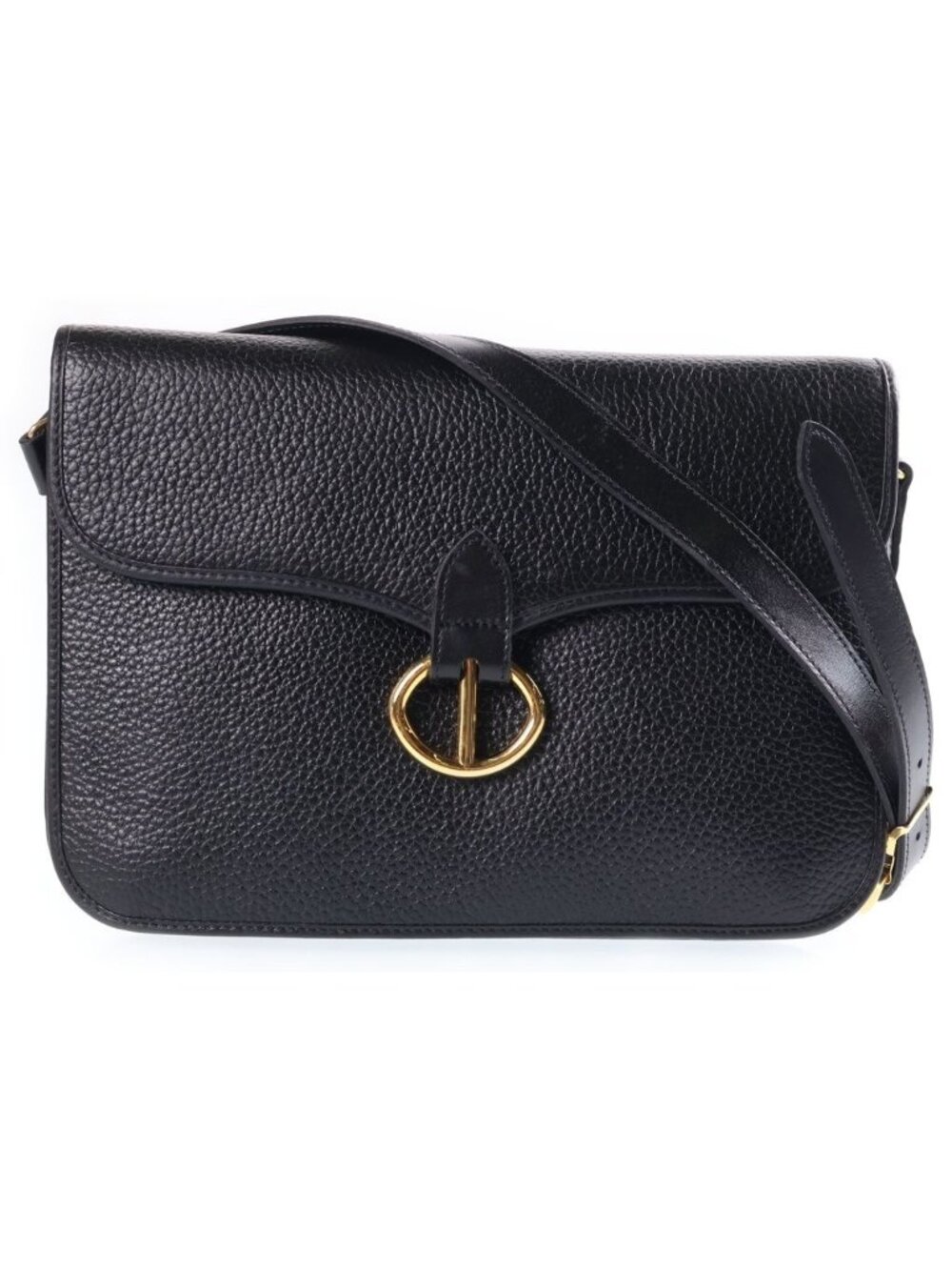 Dior CD Logo Shoulder Bag Black Leather Gold